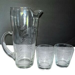 EUC Vintage Princess House Etched Crystal Heritage Beverage Pitcher